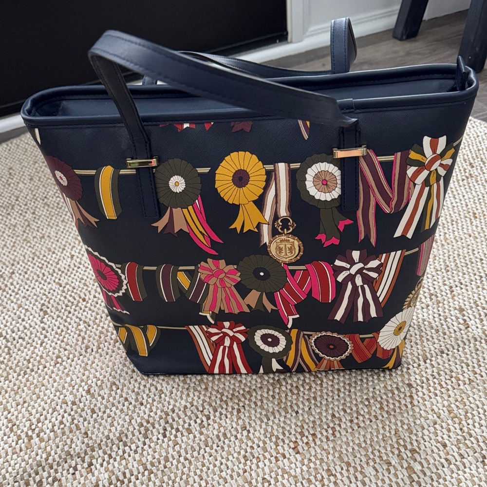 Talbots Black Tote with Colorful Ribbon Accents